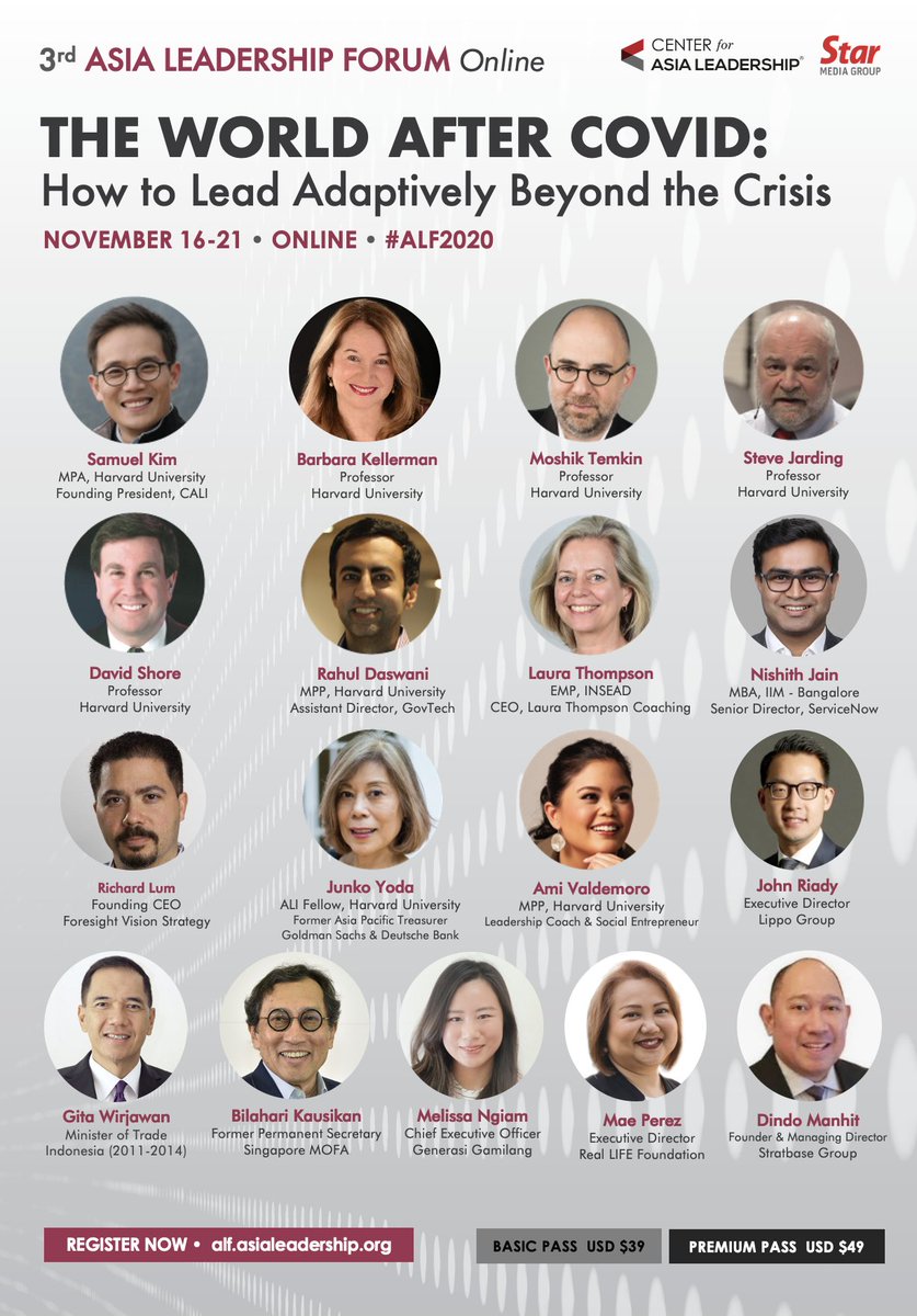staronline's tweet photo. LAST CHANCE TO REGISTER FOR #ALF2020!
Join us on Nov 16-21 to be part of the discussion with Harvard speakers and help prepare yourself and your people to face the present and future challenges in a hyper-uncertain world.
Book your ticket at https://t.co/eOGJ6VK1y1 https://t.co/hS4h3QztlQ