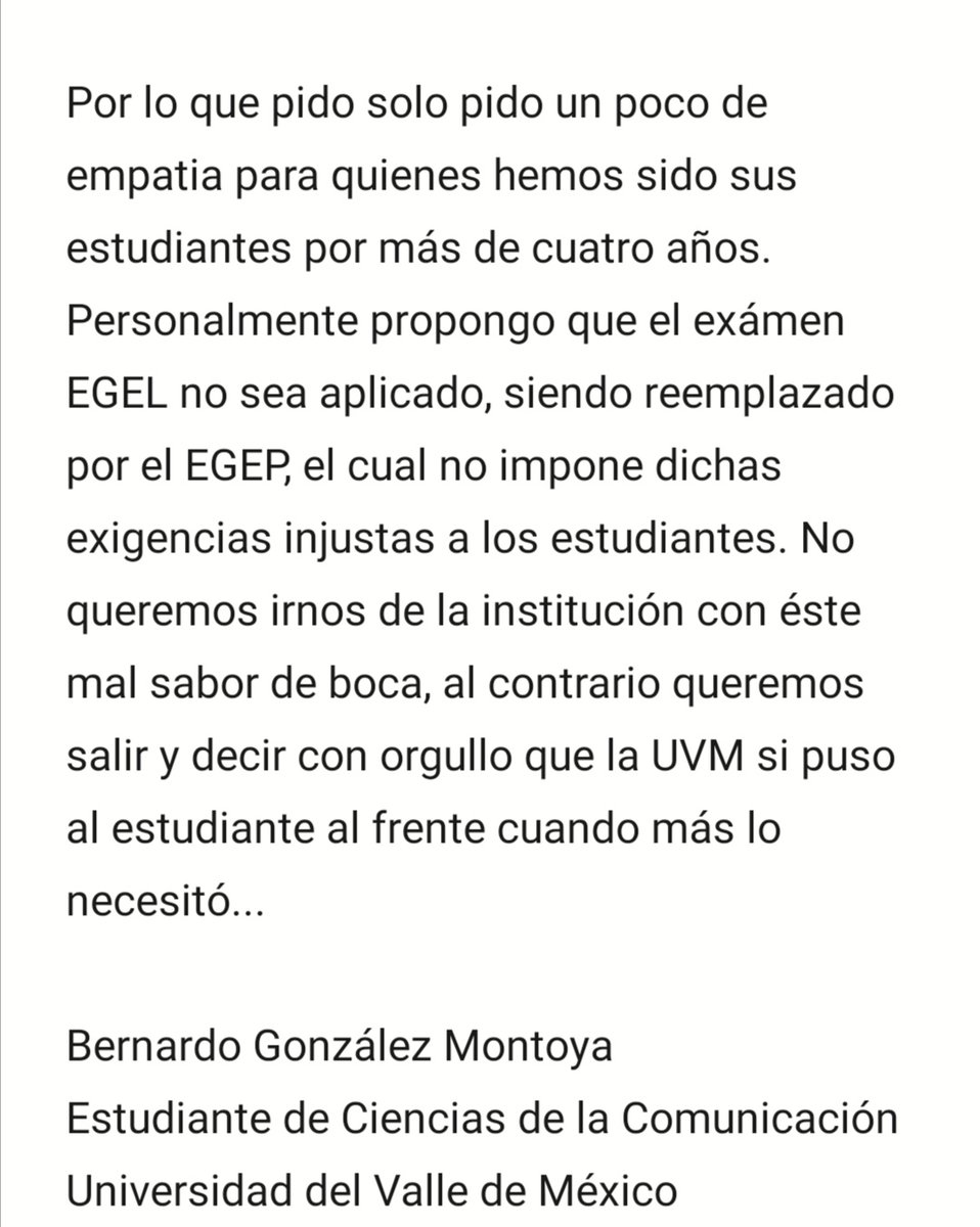 BerGlz_Mtya's tweet photo. Queremos empatia, quiero empatia! 
Favor de leer una carta donde expreso mi sentir personal acerca de la situación.
#noalcenevaluvm #SiAlEgepUVM @UVMMEXICO @SomosCeneval https://t.co/AunZrEpizx