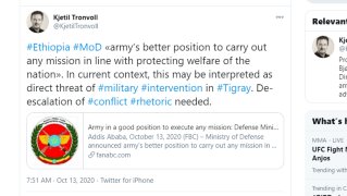 Another question: Since Tronvoll has so many contacts with the top brass in Tigray, just how much did he know about the coming attack?Check the date of when he tweeted this: