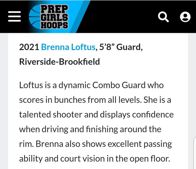 Riverside Brookfield sr. Brenna Loftus was on a collision course for 3,000 career points after last season scoring 1,000.  Wash U is getting a good one!