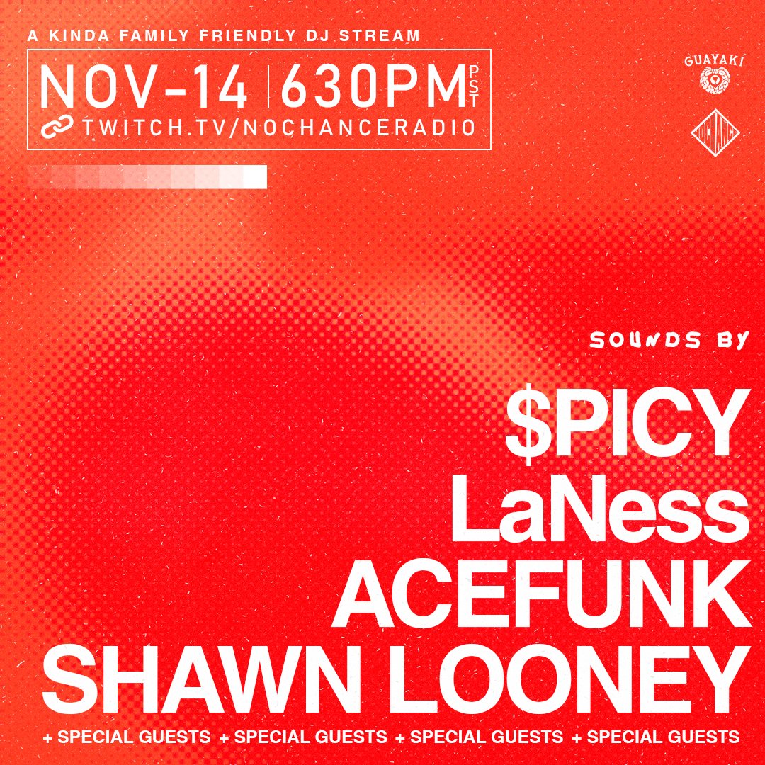 LIVE RIGHT NOW.

MUSIC BY @thafunkbaby_ <a href="/LaNessQuik/">Another Yukon Mash Up</a> <a href="/djshawnlooney/">shawn looney</a> <a href="/spicypom/">pom NSFW 🔞</a> <a href="/beatsbybuns/">✧･buns✧･ﾟ</a> 

twitch.tv/nochanceradio