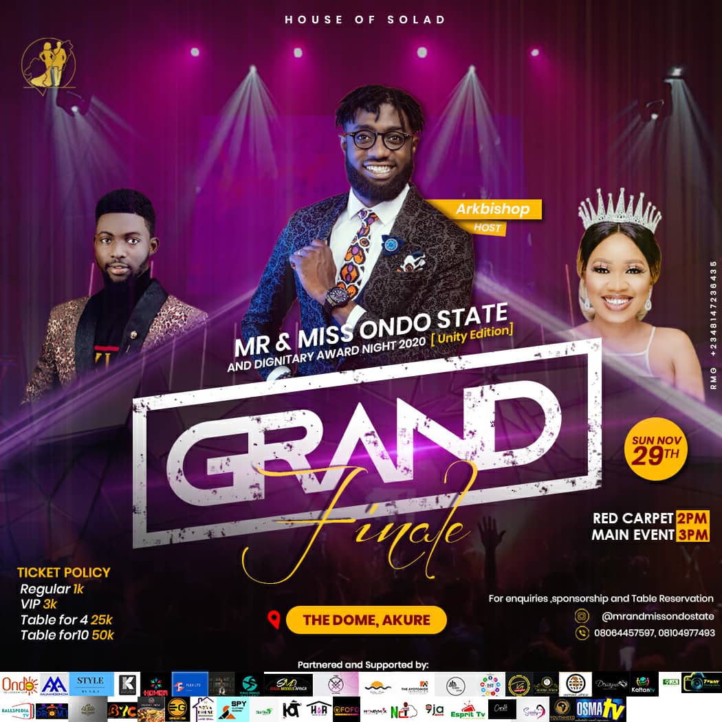 MrandMissOndoS's tweet photo. The maiden edition of MR AND MISS ONDO STATE holds on the 29th of this month at the dome, akure.
Host : @arkbishopbaba
Promises to be fun,educative and exciting.
Make plans to attend!
Go get your tickets.
#DOMEAKURE #MMOS #NOV29 #UNITYEDITION
@DijahMoon @TheBabaTee @AkureHowFar https://t.co/hVAq2lny1K