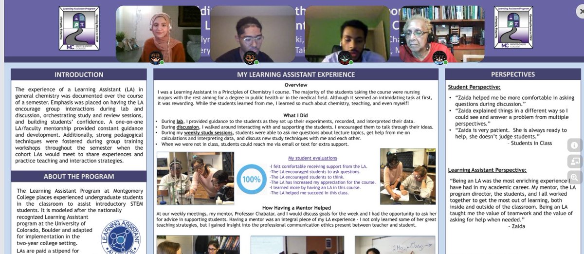 aubsta's tweet photo. @montgomerycoll #STEM #LearningAssistants presenting their poster at the International LA conference #2020ILAC #learningassistant #STEMed #LAprogram #studentsupport @MCBioRckvl @DrPollard_MC #studentsuccess #MCproud #LAModel #learning #womeninSTEM #engineering #CyberSecurity https://t.co/sQLoqlF0SC