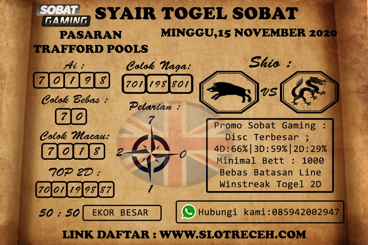 sobat_gaming's tweet photo. Syair Togel Sobat
Trafford Pools
 
Min.Depo/WD : 20.000/50.000

Promo Sobat :
Winstreak Togel 2D
New Member Slot 100%
Rollingan Slot 0.7%/hari
Cashback Live Csaino Up to 10%/hari
Bebas Batasan Line

Link Daftar : https://t.co/5QMt55sxHl

#togelonline #789toto #traffordpools https://t.co/4ksq9XuKFM