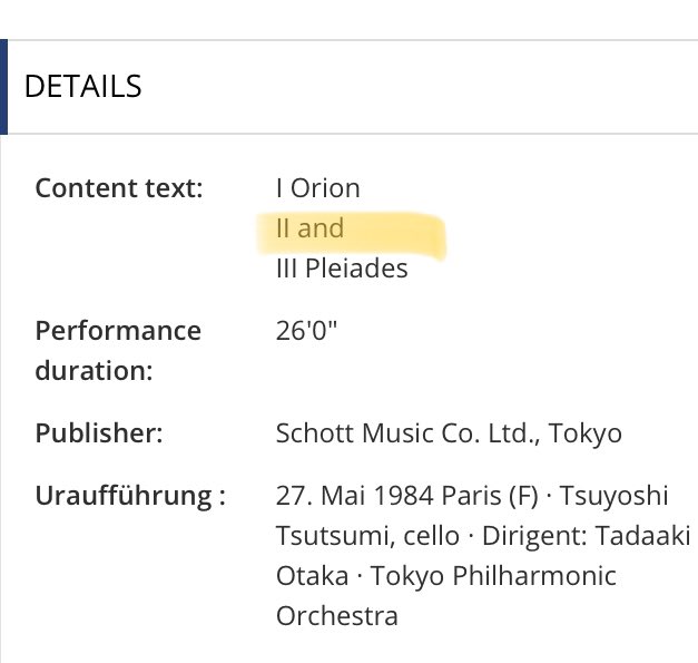Bizarre/hilarious names for a movement? 
Takemitsu once composed a 3 movement orch+cello work “Orion and Pleiades” in which the 2nd mvmt is simply called “and”. 
It’s 5 minutes long.