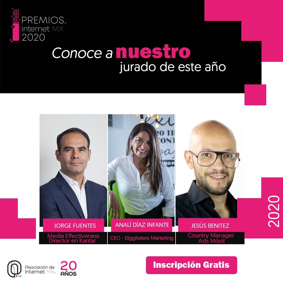 Los jurados de los Premios Internet MX 2020 son destacadas figuras en la industria digital, ¡Conócelos! Inscribe tu caso gratuitamente en bit.ly/35fvESZ Fecha límite: 19 de noviembre 
<a href="/Jorge_Digital1/">Jorge Fuentes</a> @Analidiaz y <a href="/Jesus_BenitezG/">Jesus Benitez</a>
