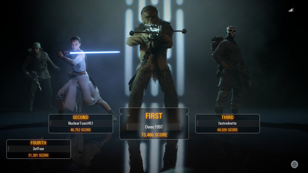 OK, so I placed a distant second in this round of #StarWarsBattlefrontII, but I was still second! (I'm usually in fourth place.)