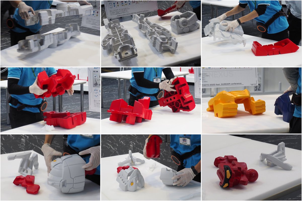 yoshi115t's tweet photo. GUNPLA EXPO TOKYO 2020
「2mの巨大ガンプラ組み立て体験会」
各回、定員3組6名までの抽選式イベントで、体験できる方は非常に少ないのですが、抽選には1日1回しか挑戦できません。
パーツ形状や構成は「GUNDAM FACTORY YOKOHAMA」入場者特典のガンプラ「1/200 RX-78F00 ガンダム」と同じでした。 https://t.co/jXqOXckdCO