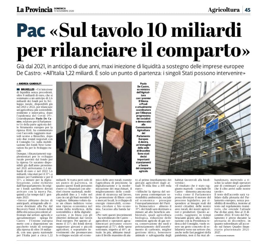 paolodecastro's tweet image. Con ultime novità #Pac #RecoveryFund #NexGenerationEu x lo Sviluppo Rurale il Europarl_IT dimostra essere il motore del processo legislativo che risponde ai bisogni reali dei nostri cittadini, delle nostre aree rurali, dei nostri agricoltori e produttori. Ne parlo @laprovinciacr