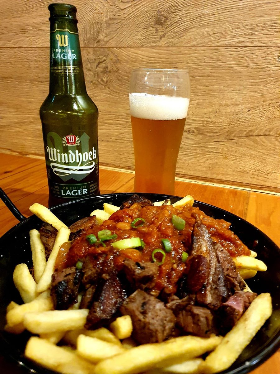 One of this weeks takeaway options for lockdown 2.0 - Braai Fries - boerwors, shisha nyama &amp; chakalaka on top@of braai seasoned fries! Of course it needs to be washed down with <a href="/Windhoekbeer_UK/">Windhoek Beer UK</a> for authenticity! 😋😋😋