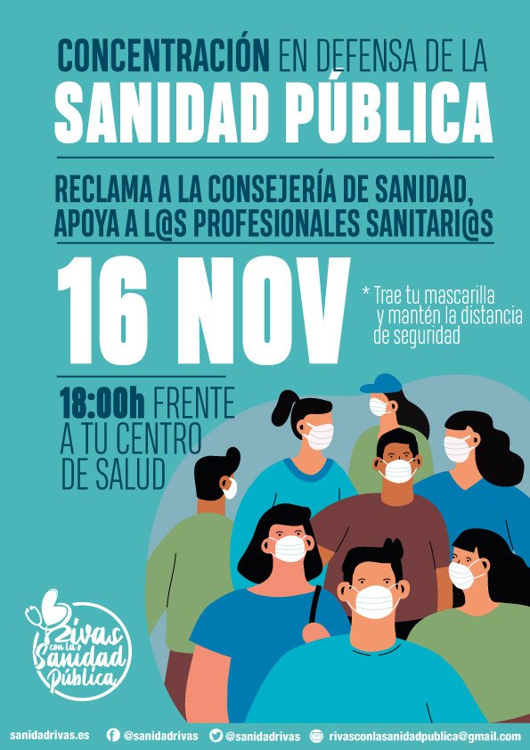 Mañana lunes volvemos a salir y esta vez con sorpresa en el C. S. 1°Mayo de #Rivas
Os esperamos!
#SanidadPublica