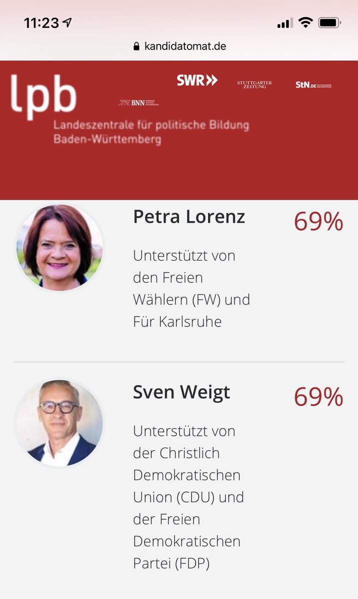 stefan_noe_'s tweet photo. Der Kandidat-O-Mat zur #OBKA Wahl am 06.12.20 ist live - und  das Ergebnis für mich „passt“. Danke an die „Macher“ @BNN_BaNeuNa @lpbbw Und bei Euch so? 👉https://t.co/GpSjOec4pN @weigt2020 @PetraLorenzKA https://t.co/kEXSmSR3cp