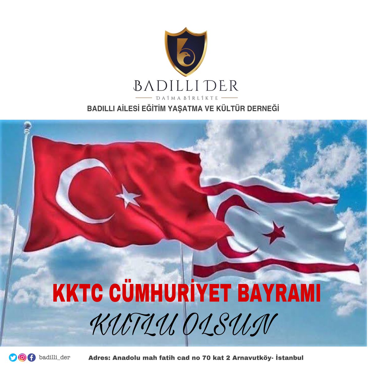 badilli_der's tweet photo. KKTC CUMHURİYET BAYRAMI KUTLU OLSUN.
#badıllıder #badıllıaşireti #badılıailesi #kktc https://t.co/1oTiwpjt2P
