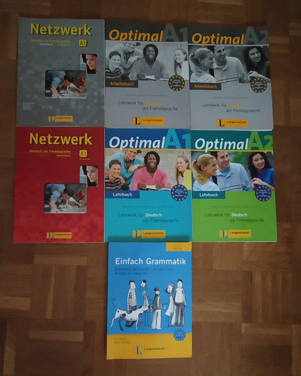 SandraCharameli's tweet photo. Vendo libros de Alemán nivel A1, editoriales Hueber y Langenscheidt.
Lote completo 180€.
Si os interesa hablarme por MD. https://t.co/puQXHEgc1H