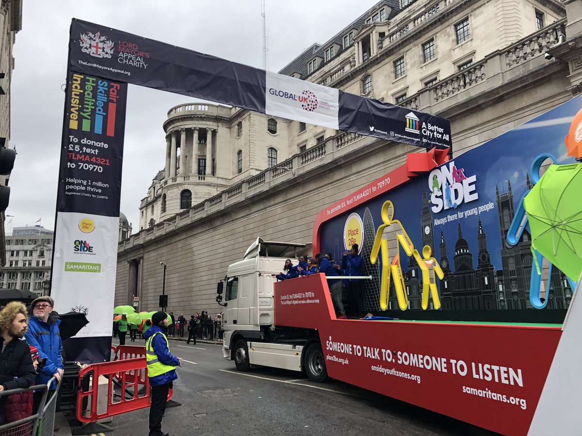 OnSideYZ's tweet photo. We were really looking forward to taking part in the @lordmayors_show again this year - always an incredible day with our friends from @Place2Be, @samaritans and @WeCreateIDEAS representing the @LMAppeal and @DofE who would have joined us for the first time https://t.co/iyXoPA1oHg