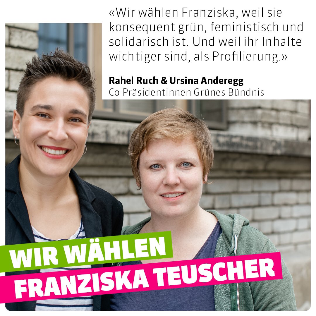 fteuscher's tweet photo. Ich bin stolz auf das Co-Präsidium des @GruenesBuendnis und danke @RahelRuch und @ursina_anderegg für die gute und vertrauensvolle Zusammenarbeit. Am Erfolg für euch beide bei den Stadtratswahlen zweifle ich keinen Moment.💚 ♀
#teamteuscher #teuscherbewegt #wahlenbern #wahlbe20 https://t.co/B006IqGwoD