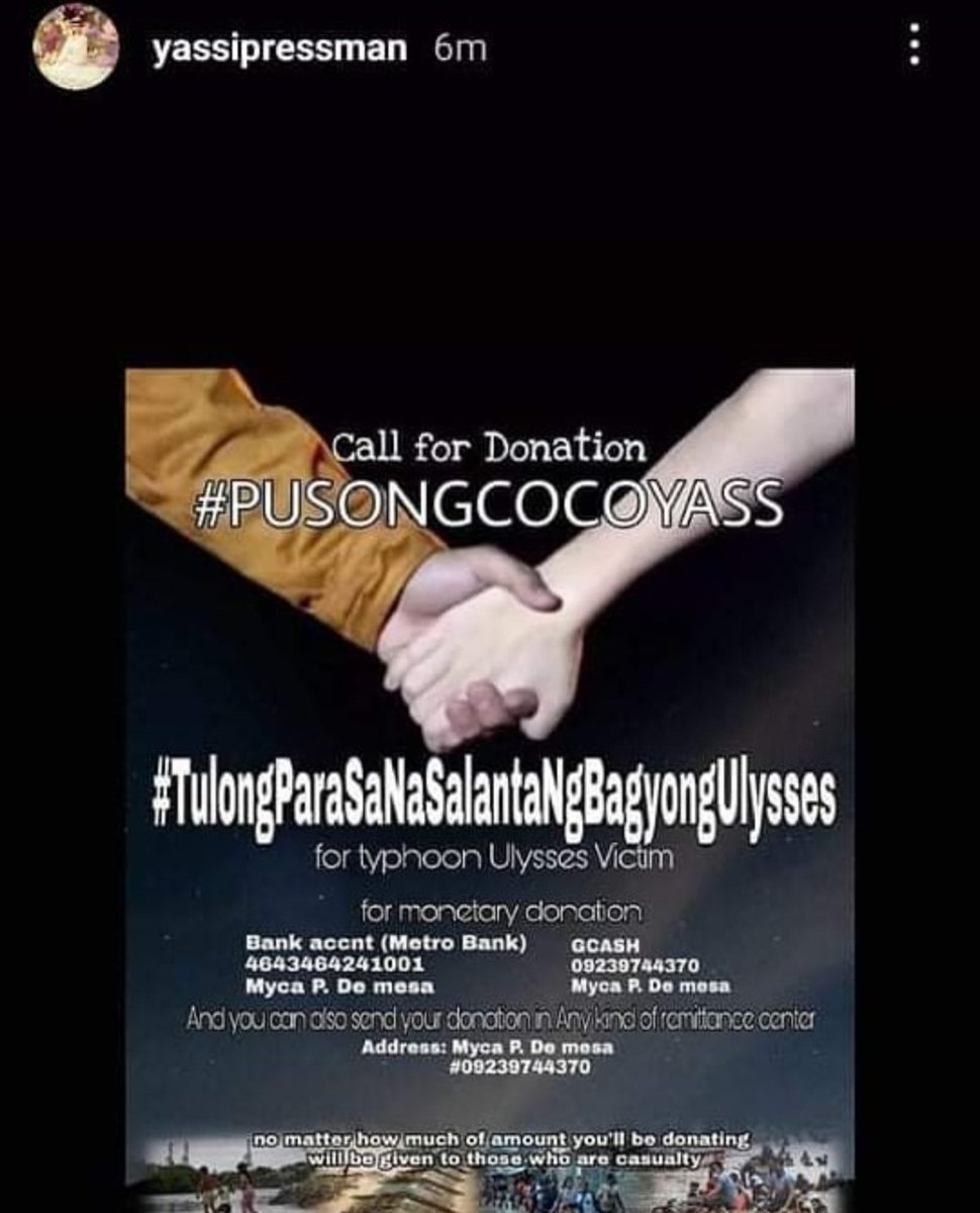 143Yassi's tweet photo. Even the smallest donation can go a long way!  for those who willing to donate kindly message or do cantact my friend @Cal_Cocoyass118 (09239744370)  we can trust her 💯% ! Thank You in advance ❤
.
#PusongCocoYass #TulongParaSaNasalantaNgBagyongUlysses #BangonPilipinas https://t.co/v5ku4UfydT