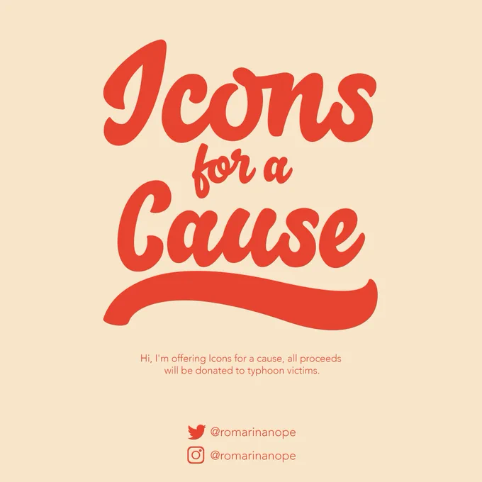 ‼️ART FOR A CAUSE ‼️

Hi, I'm offering Icons for a cause, all proceeds will be donated to typhoon victims.

RTs appreciated : )

#artph #ArtistofSEA 