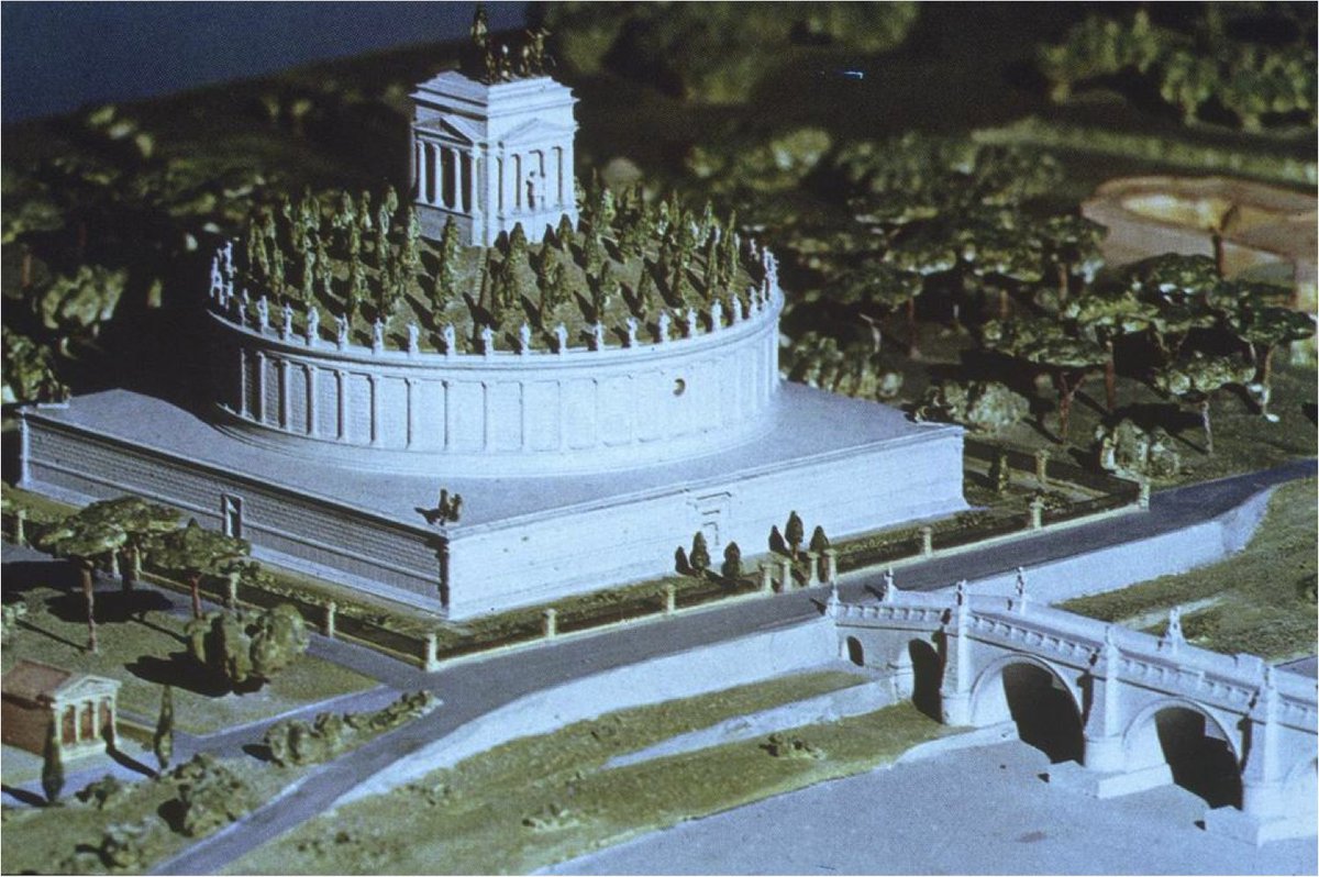 See, Augustus' Mausoleum was full, so Hadrian built Hadrianeum & didn't surpass Augustus... the traditional respect he had was immeasurable.Urns of his wife, Faustina & later Roman Emps. was placed there.In 271, it became a fortress under Marcus Aurelius..4/13