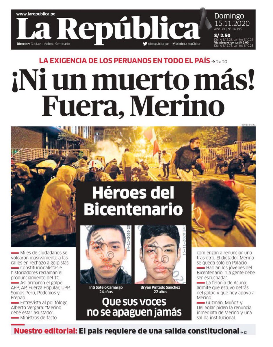 jgodoym's tweet photo. Portada de @larepublica_pe de hoy https://t.co/IzEGHo5TI0