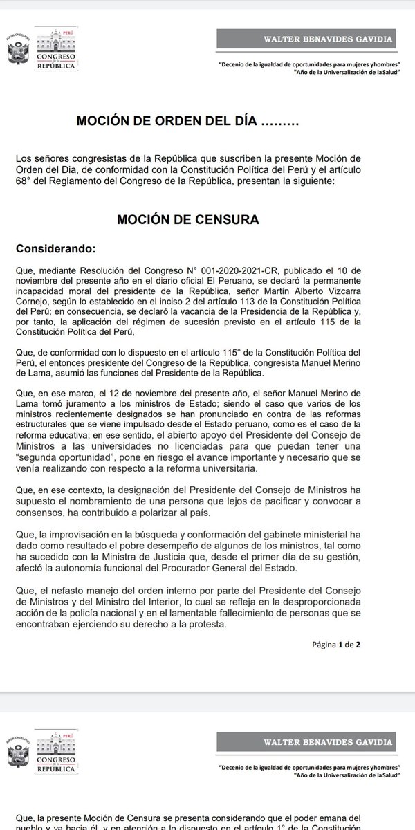 RadioNacionalFM's tweet photo. 🚨#LOÚLTIMO Presentan moción de censura contra la Mesa Directiva del Congreso de la República
#ElInformativoxNacional https://t.co/r7U7El08LY