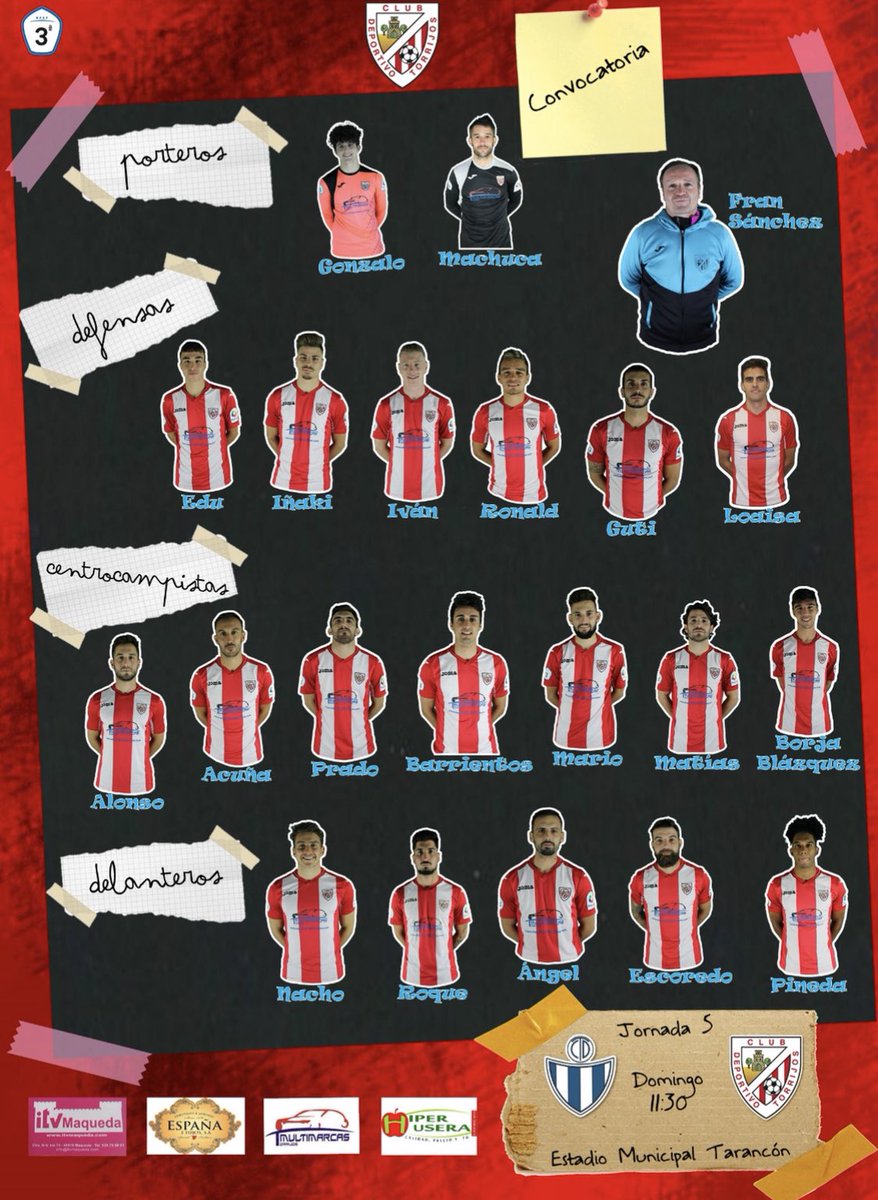 cdtorrijos_ofcl's tweet photo. Convocatoria de jugadores
@cd_tarancon - @cdtorrijosoficial
#jornada4 #cdtorrijos #cdtarancon #grupo18b #hoyhaypartido https://t.co/oo43bigBF9