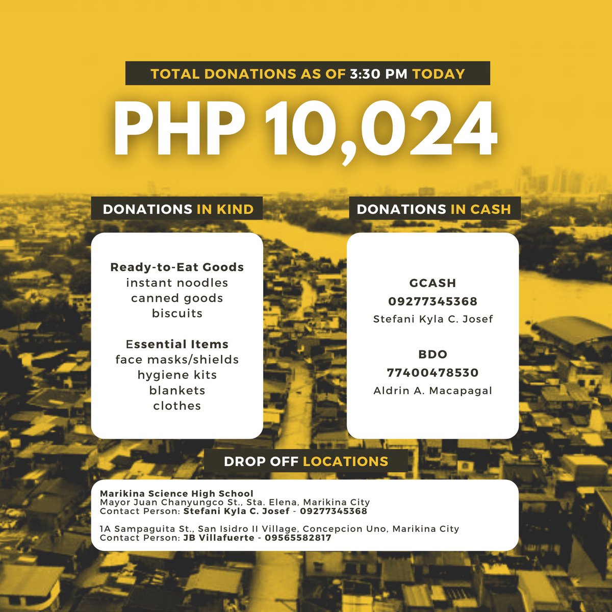 mshsiac's tweet photo. Here is the transparency update of our MSHS Donation Drive as of 3:30 PM. Thank you for utmost support.
We are still accepting donations in-cash or in-kind. Any amount how big or small it is, it will definitely help the greatly affected families after Typhoon Ulysses hit our area https://t.co/wo7mlOphLr