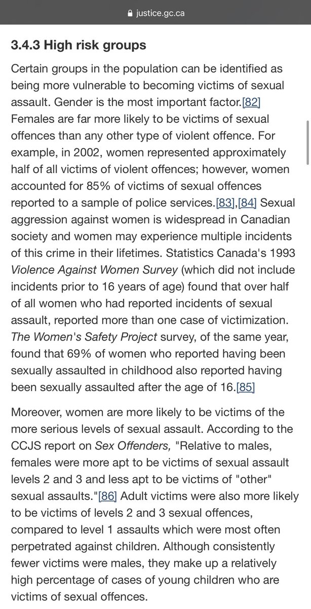 43.But don’t take my word for it. Here are the facts from the Department of Justice.85% of victims of sexual offence are women. Of those offences, females are more likely to be victims of more severe, levels 2 and 3 sexual offences. @ziad_aboultaif  @ScottAAitchison