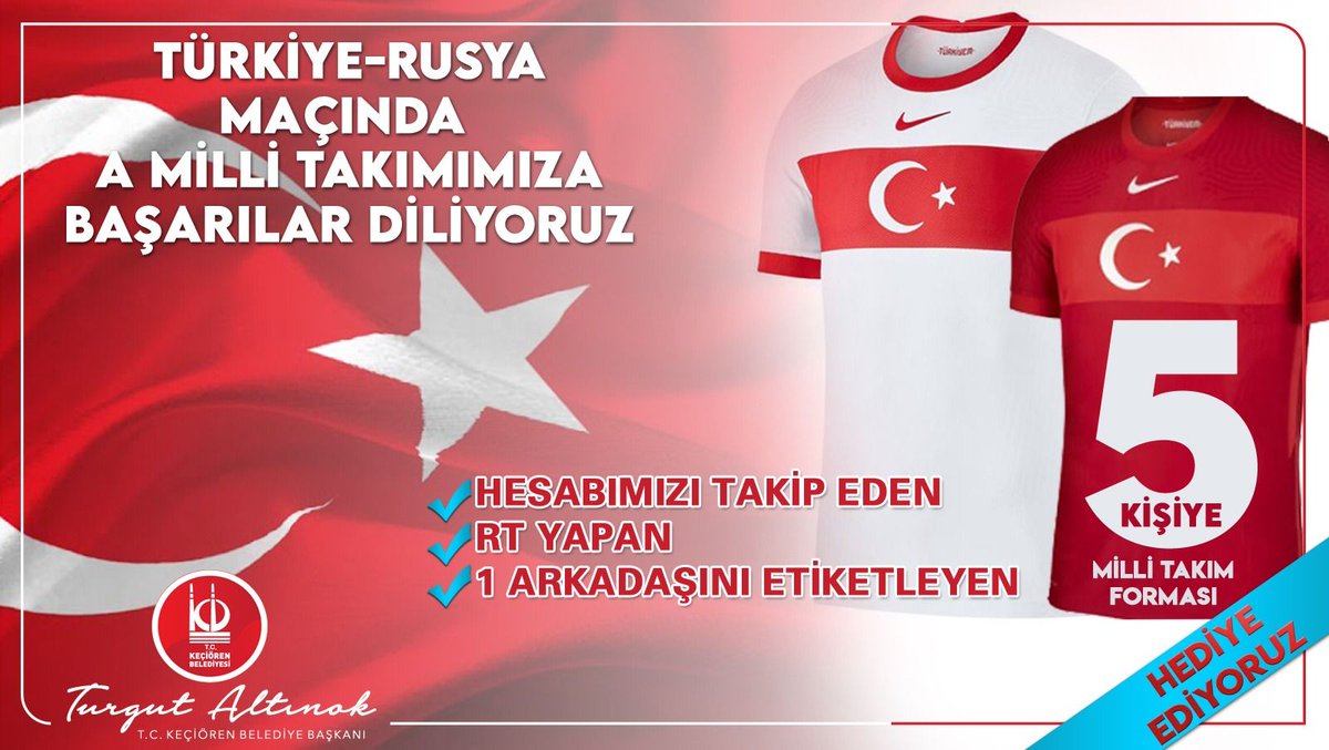 turgutaltinok06's tweet photo. #Türkiye - #Rusya maçında A Milli Takımımıza başarılar diliyoruz!

✅Hesabımızı Takip Eden
✅RT Yapan
✅1 Arkadaşını Etiketleyen

5 KİŞİYE MİLLİ TAKIM FORMASI HEDİYE EDİYORUZ

Ay Yıldız sevdamız daima kalbimizde! 🇹🇷
#MilliTakım #BizimÇocuklar #UefaUluslarLigi @MilliTakimlar https://t.co/nhSSZZSfWD