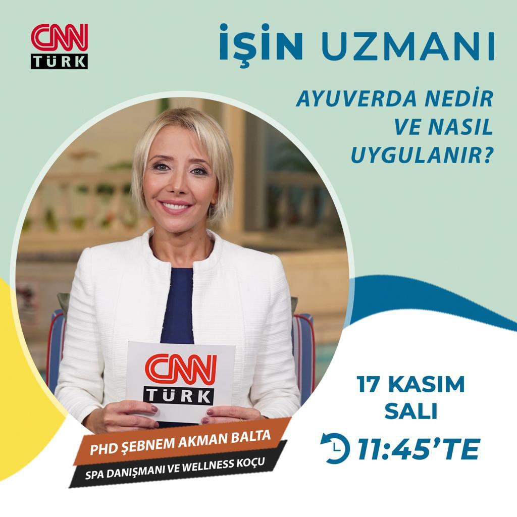 Phd. Şebnem Akman Balta;
🗓17 Kasım Salı günü,
⏰11.45’te
📺CNN Türk’te İşin Uzmanı programına konuk olacak... Programda @sebnemakmanbalta;
📎"Ayurveda Nedir ve Nasıl Uygulanır?"
konu başlığı altında detaylı bilgiler verecek. ✨
Bizi takipte kalın! 💫