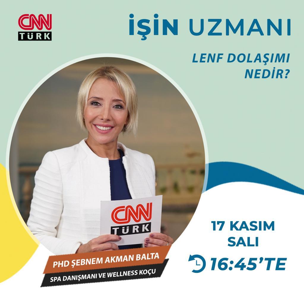 Phd. Şebnem Akman Balta;
🗓17 Kasım Salı günü,
⏰16.45’te,
📺CNN Türk’te İşin Uzmanı programına konuk olacak...

Programda;
📎”Lenf Dolaşımı Nedir?” konu başlığı altında detaylı bilgiler verilecek. ✨
Bizi takipte kalın! 💫
