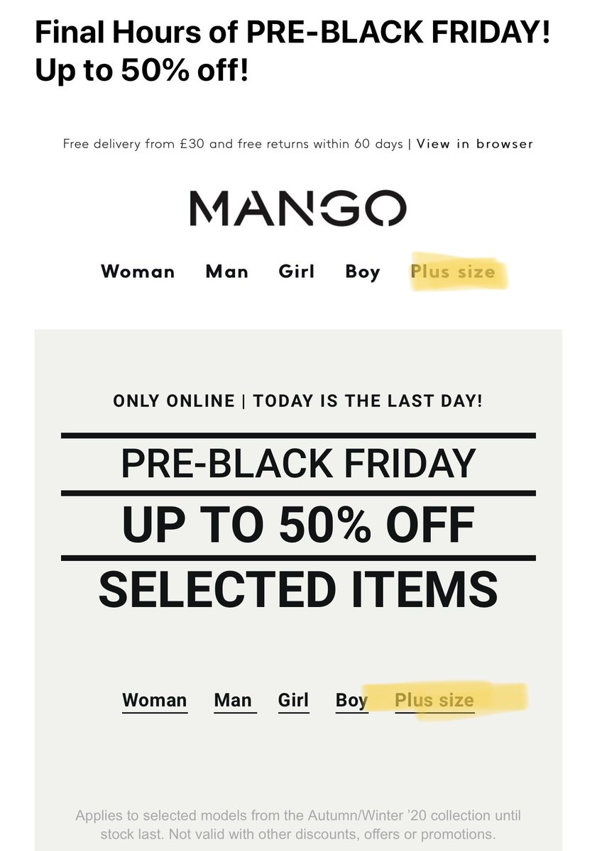 mireiadelan's tweet photo. When will you realise that Plus size is not a gender? ⁦@Mango⁩ ⁦@BritishVogue⁩ #realfashion https://t.co/1pOuP8opkX