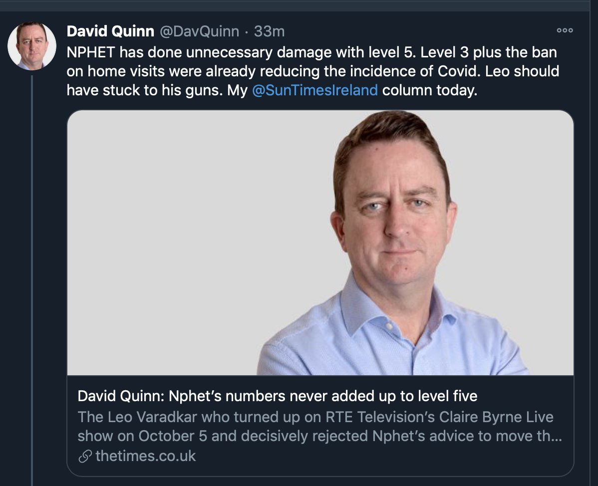 Breitbart Dave & other so called 'pro-life' opinionaters are pushing a line that Lv5 was unnecessary. As it is we will lose 400 people to wave 2 in the south and much more than that in the north but elsewhere in Europe where people like Dave were listened to 1000s are dying /1
