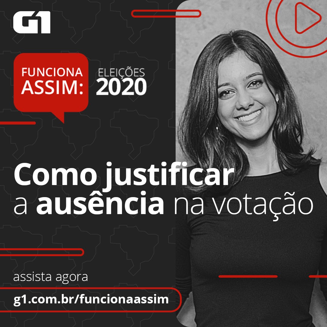 g1's tweet photo. FUNCIONA ASSIM: Saiba como justificar sua ausência na votação https://t.co/pjmwVxQPao #G1 https://t.co/E3m8GC4u9K