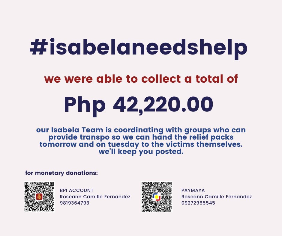 ViaWurtzbach's tweet photo. Thank you!! We're still accepting donations!! These packs will go directly to victims of #TyphoonUlysses https://t.co/r4g2Wb5NJc