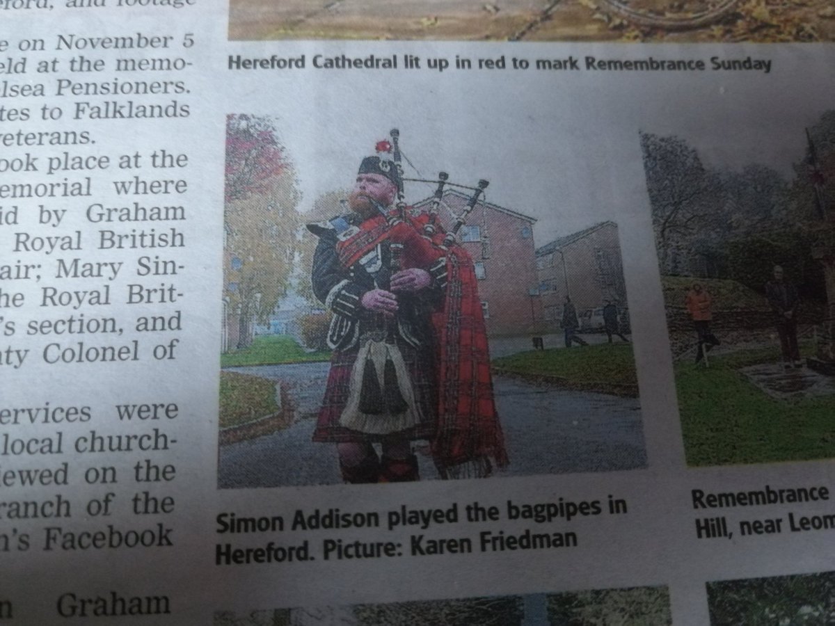 SimonThePiper2's tweet photo. In this week's Hereford Times! #simonthepiper #Herefordpiper #Herefordtimes #thepiperinthepaper #remembrancesunday2020 https://t.co/VHx5oftTkH