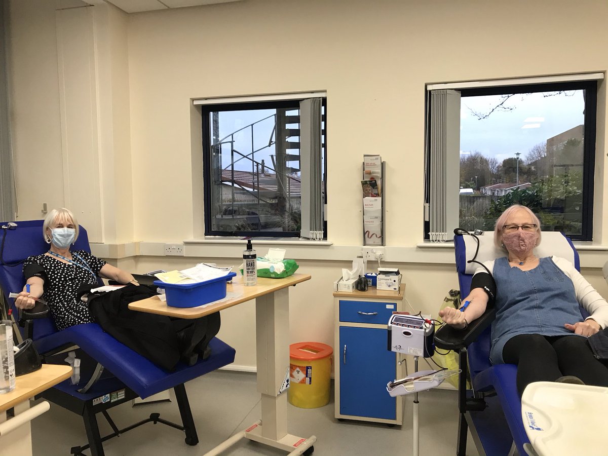 Me and ⁦@helenfowweathe1⁩ giving our 50th pint together ⁦@GiveBloodNHS⁩ #KeepDonating #sisters