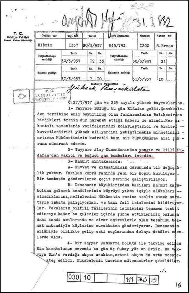BitlisName's tweet photo. Dersim’de binlerce insan zehirli veya ateşli silahlarla katledildi.

Mağaraya sığınan siviller, kimyasal gazlarla katledildi. (Bu katliam Hitler'e örnek oldu. Gaz odalarıyla sivilleri katletti) 

Kimyasal gaz kullanımı Devletin resmi belgelerine de yansımıştır.

#seyitrıza https://t.co/R0W1SG1zvy