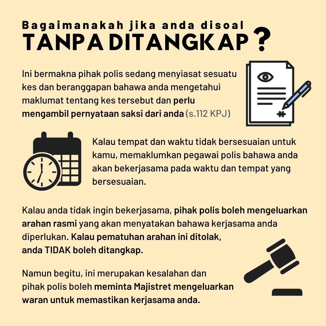 [BM]Sebagai orang awam anda perlu tahu hak anda apabila ditahan polis. Berikut adalah panduan tentang apa yang anda perlu lakukan ketika ditahan, bersama dengan hak-hak anda. 