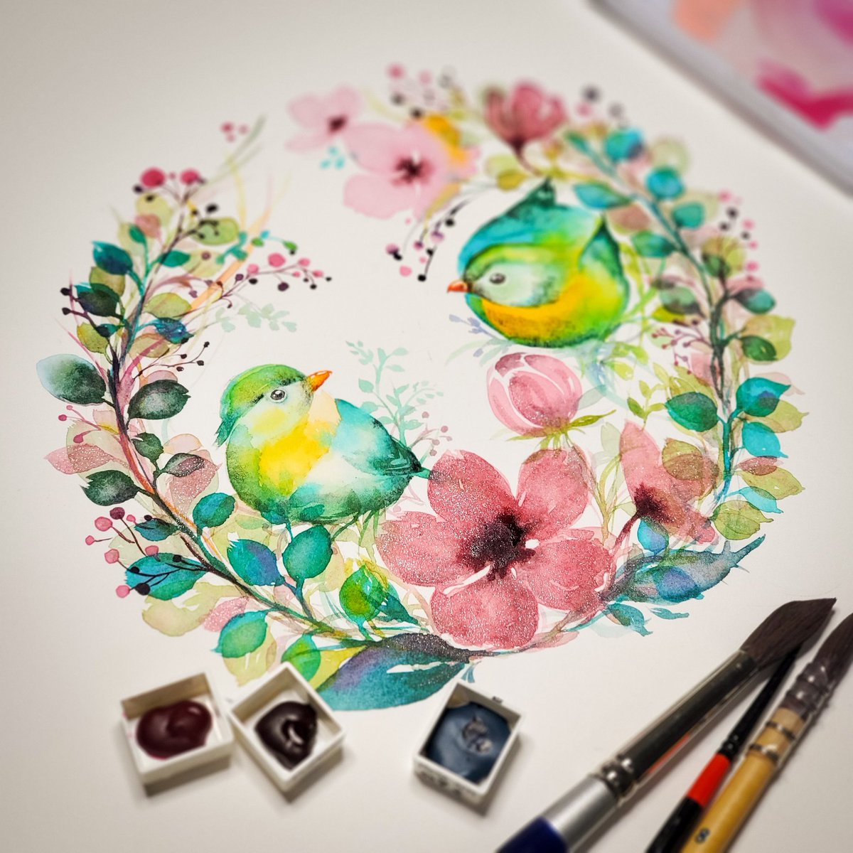 よろずお絵描き Mamimuu お花キラキラさせてみたー まだまだ発展途上だけど 描くことが大切だよね 水彩 水彩画 透明水彩 水彩アート Watercolour Watercolor Watercolourpainting Watercolorpainting 絵描きさんと繋がりたい 素敵な絵を描く人