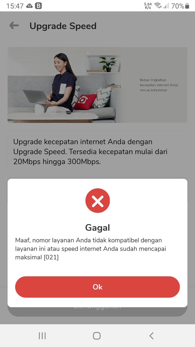sputra689's tweet photo. @IndiHome Min, untuk upgrade speed kenapa tidak bisa ya di aplikasi myindihome saya? https://t.co/6YyOO2eZ4n
