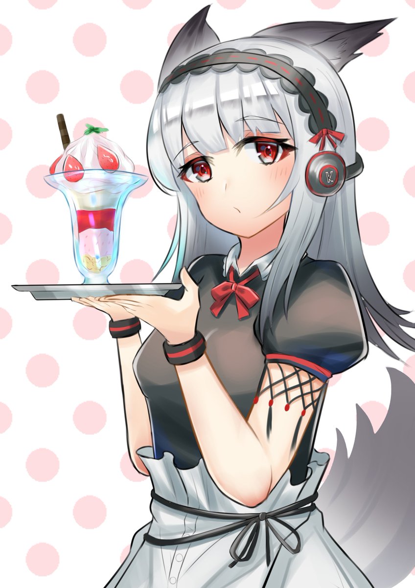 1girl solo animal ears tail red eyes headphones fox ears  illustration images