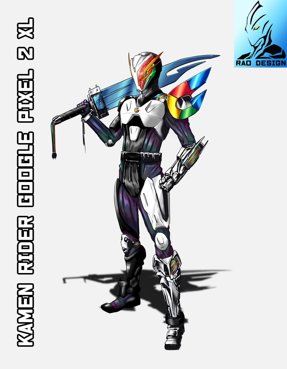 Kamen Rider based on Google Pixel 2 XL for this week's Kamen rider design challenge. #kamenrider #originalcharacter #仮面ライダー #characterdesign #riderdesignwarsJustice  #google #googlepixel2xl