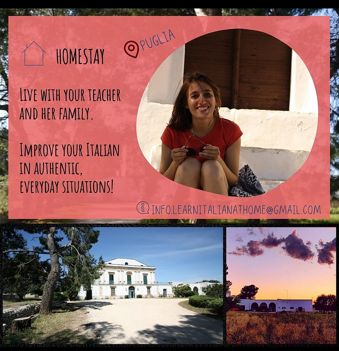 EnjoyLearn2's tweet photo. Improve your Italian in authentic, everyday situations! Live with your teachers and Italian families! #homestay #learnitalian #reallife #authentic #stayhome #italianculture #puglia #apulia #countryside #masseriepugliesi
https://t.co/nQtvf02q1F https://t.co/2uLTYP7Xqn