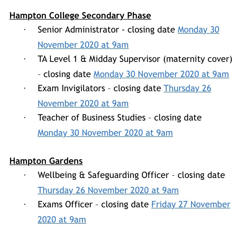 LakesHampton's tweet photo. Please find the following jobs available across the Hampton Academies Trust.

For further information please visit the trust website: https://t.co/YxiWM2fGeT https://t.co/UXbHdTxdO9