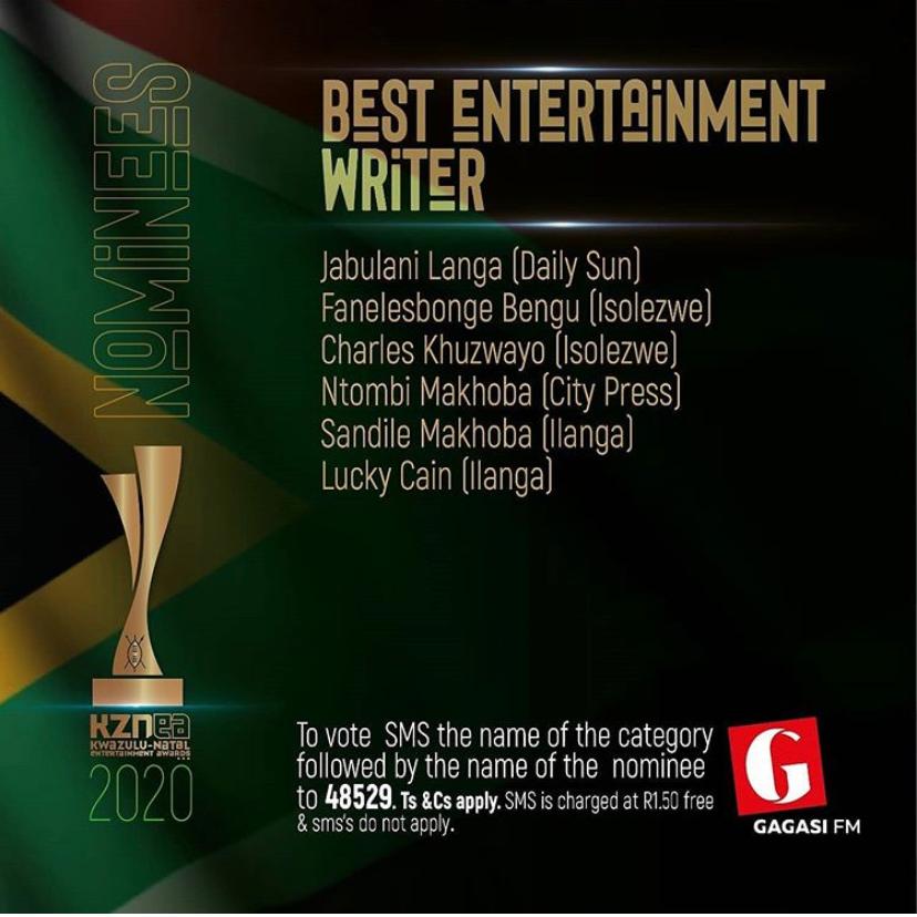 Dear Fellow Compatriots, Kindly please vote my Uncle by sending an sms BEST ENTERTAINMENT WRITER CHARLES KHUZWAYO to 48529. Thanking in advance for your kindness 🙏 Even to you "Black Twitter",🤗 your vote counts.