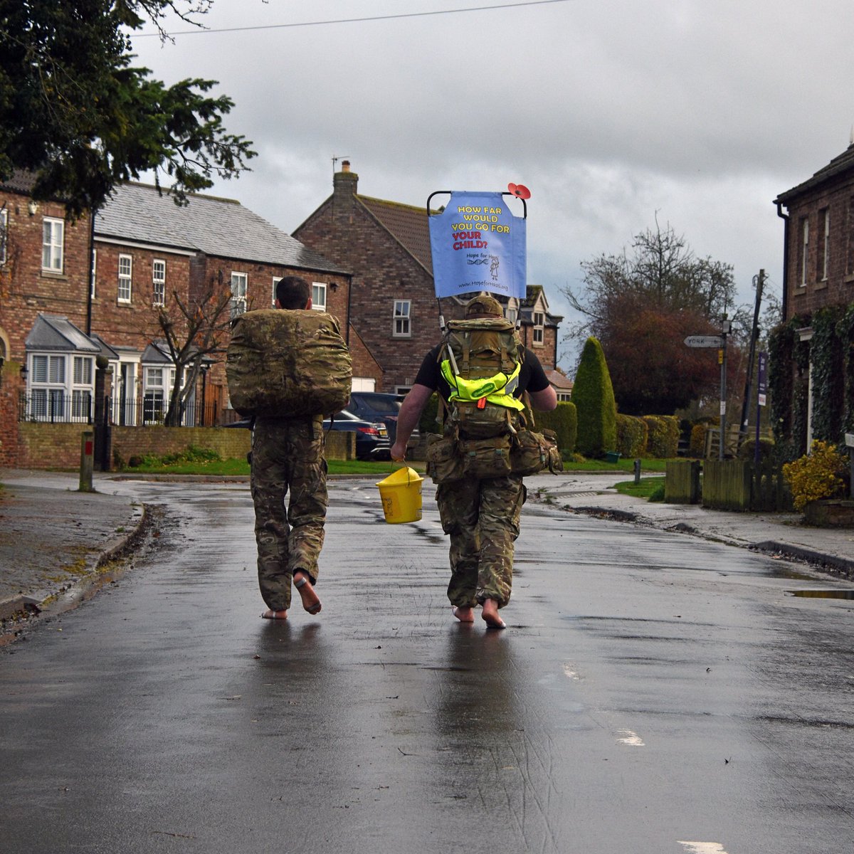 SparkyMarkyMB's tweet photo. The #hopeforhasti #barefootrelay passing through #hessay #yorkshire a short while ago, today’s destination is langthorpe @21Engr #barefootsoldiers battling to make the world a better place. #findacure #cdls #genetherapy https://t.co/BI5cbJLfJG