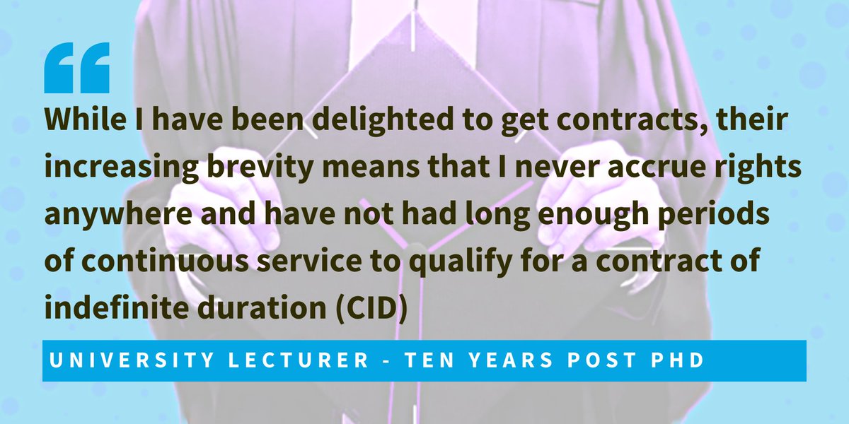Across Ireland, 440 academic staff in universities & ITs were in continuous employment in excess of two years but not on a CID (contract of indefinite duration), with UCD’s numbers increasing by almost 50% in recent years.View the data obtained via FOI:  https://tinyurl.com/yywo4r2u&nbsp;