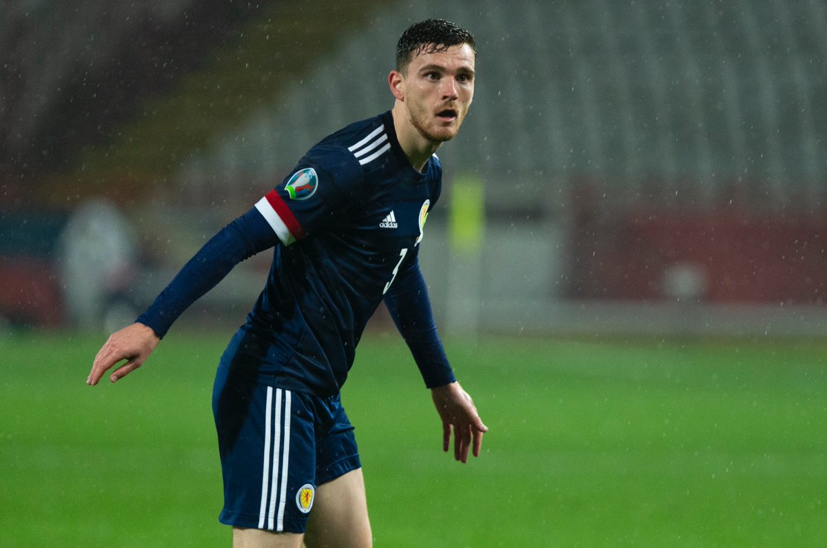 Sporf's tweet photo. 🤕 Andy Robertson missed Scotland's fixture this afternoon with a hamstring injury.

😳 @LFC's entire back 4 is now out injured. Ouch. https://t.co/Hqs05E1508