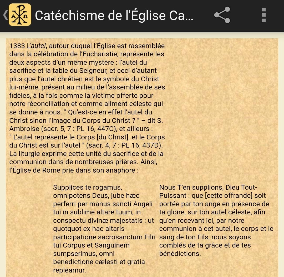 L'autel :" Puis il me fut donné un roseau, une sorte de règle, avec cette parole : « Lève-toi, mesure le sanctuaire de Dieu, l’autel et ceux qui s’y prosternent. " (Apocalypse 11 ; 1) #autel  #messe  #liturgie